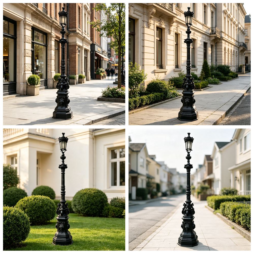 application pour un lampadaire en fonte à une seule tête