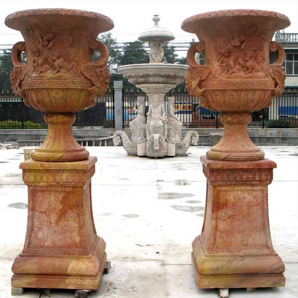 buy elegant yellow easy tall unique garden flower pot designs with high basin for patio decoration