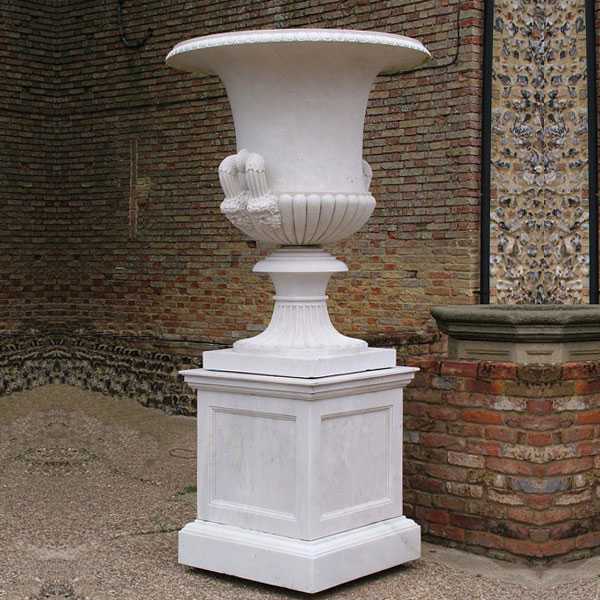 factory direct supply outside tall patio white marble planter for sale for garden decor on stock