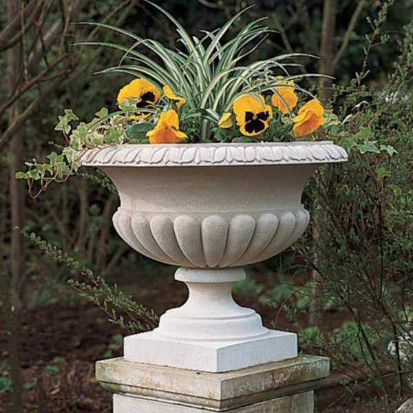 factory supply outside life size easy designs white marble garden flower pot with round deep basin for sale on discount