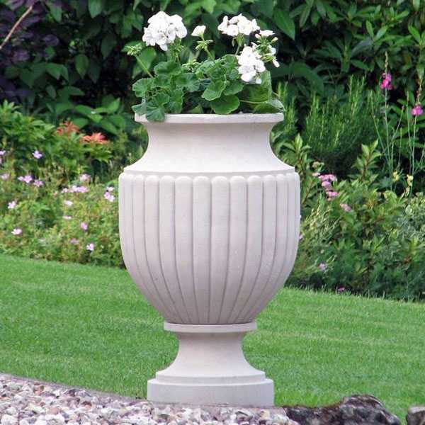 factory supply tall easy designs white marble garden flower pot with round deep basin for sale on discount