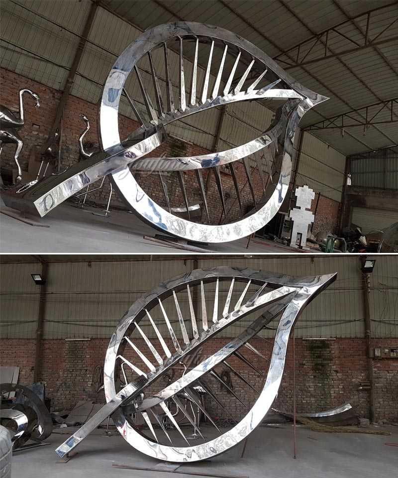 Contemporary Outdoor Metal Art Stainless Steel Leaf Sculptures For Square Decor Css 25 You Fine Sculpture Contemporary Outdoor Metal Art, Outdoor Iron Art