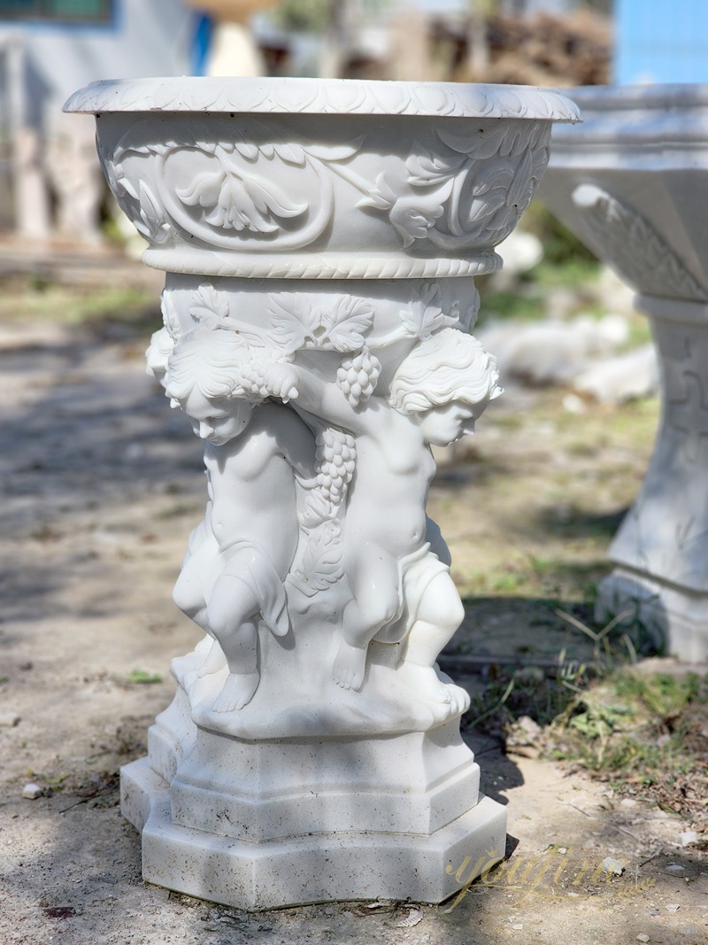 hand carved Marble Flower Pot
