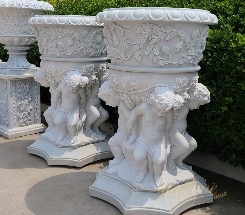 Marble Flower Pot with Child Statue