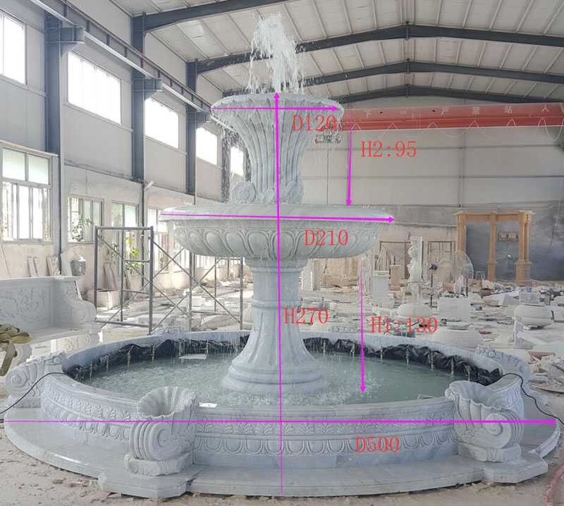 hot selling hand carved two tiered life size pure white marble fountain for garden decoration for sale