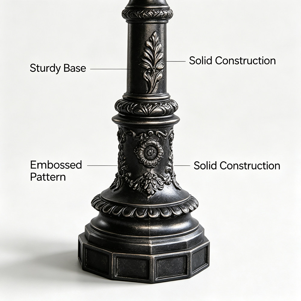 iron 3 Light lamp post details 