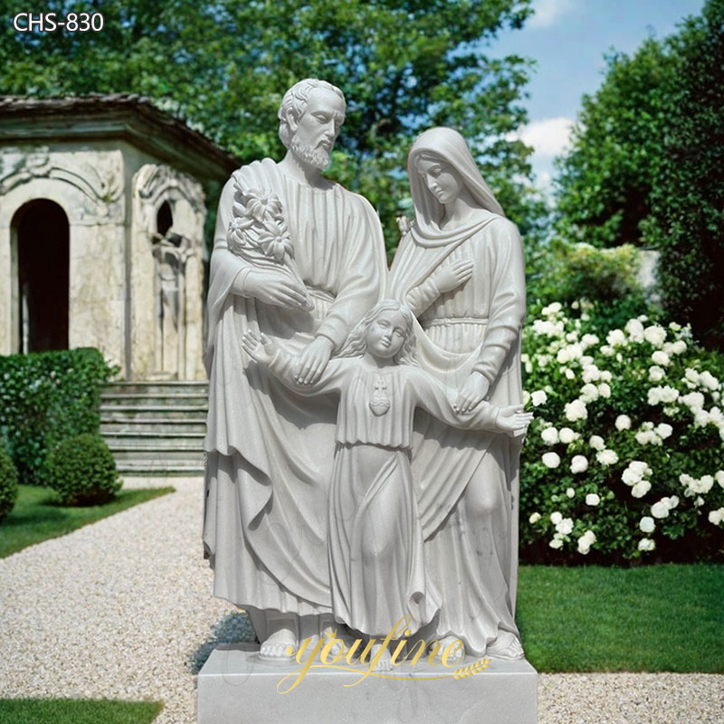 life size white marble holy family statue