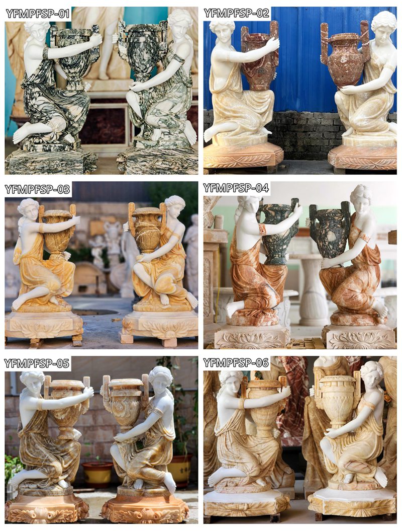custom marble female statue planter