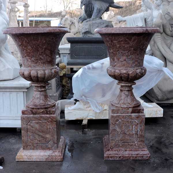 marble manufacturer supply tall unique elegant design marble flower pots and planters with deep basin for decor