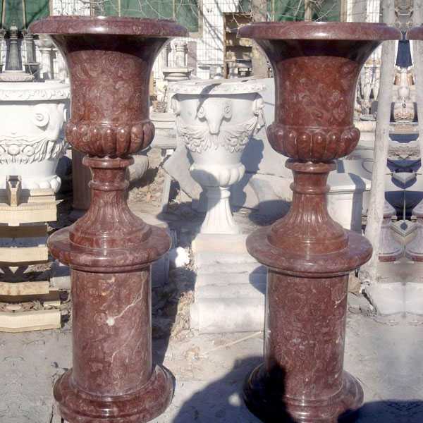 marble manufacturer supply unique elegant tall design marble flower pots and planters with deep basin for decor
