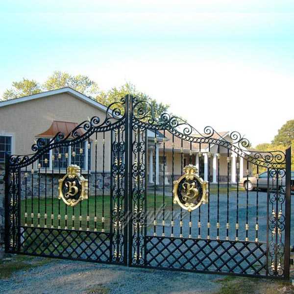 metal decorative garden gate double sliding driveway wrought iron gates design for sale