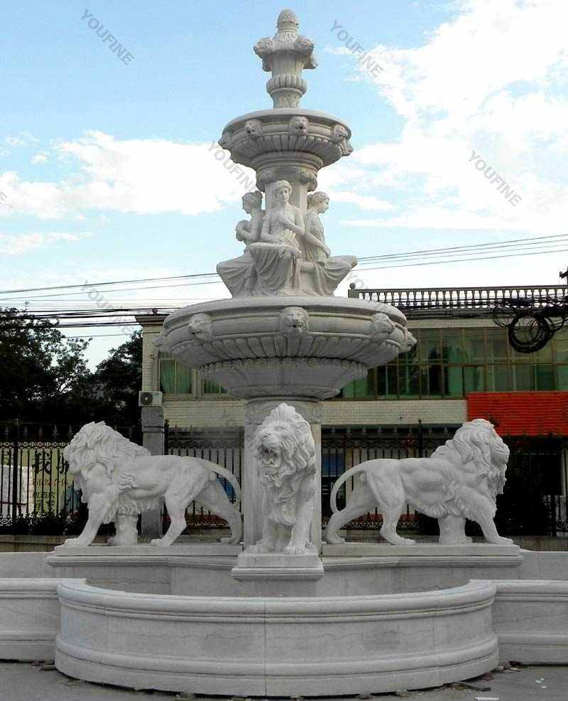 two-tiered-garden-white-marble-fountain-with-lion-and-figure-statue