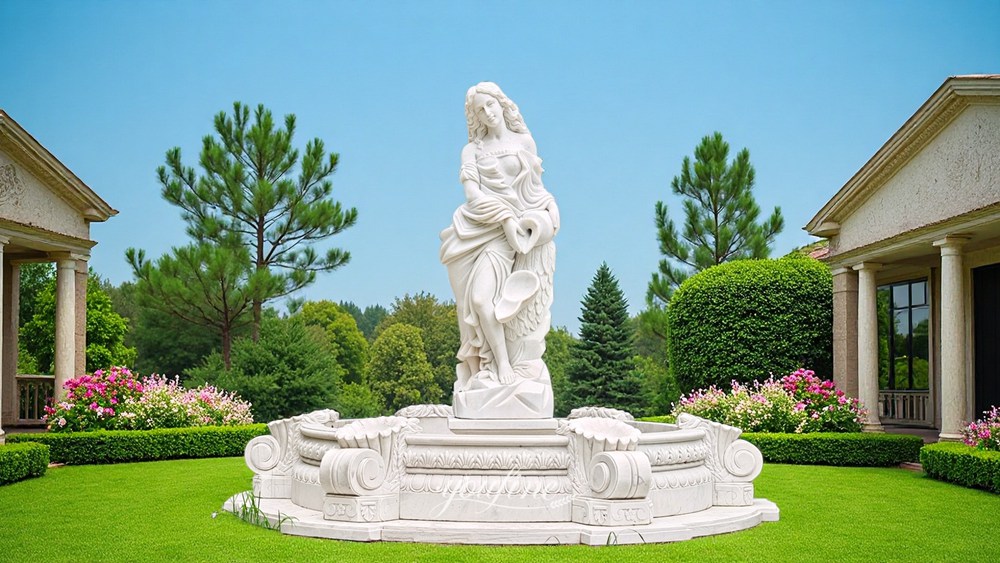 white marble Greek figure Water Fountain