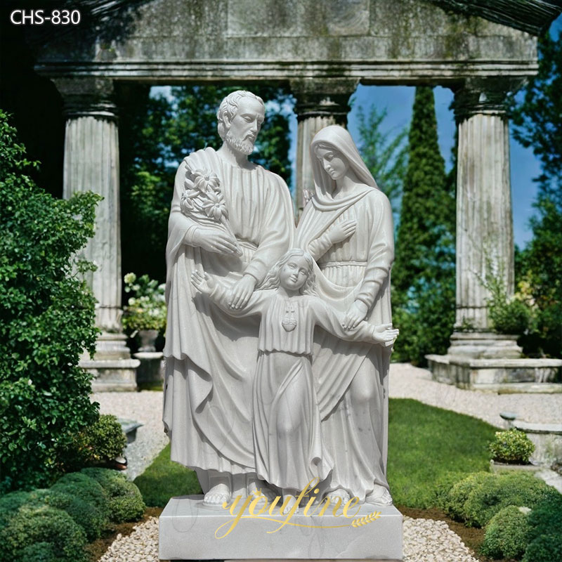 white marble holy family statue