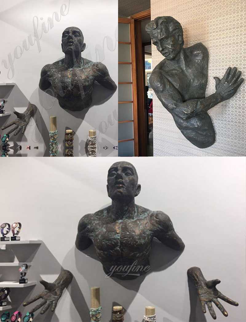 Modern Matteo Pugliese Famous Abstract Bronze Man on Wall Sculpture