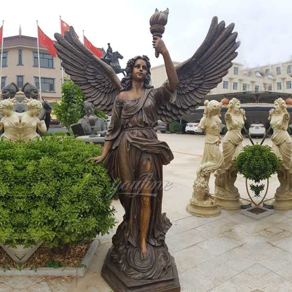 Antique Life Size Bronze Large Angel Statue with  Torch Designs for Sale on Stock Supplier BOKK-05