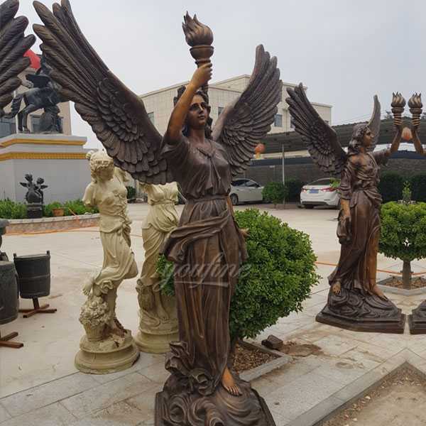 Antique life size bronze large angel statue with torch designs for sales on stock from China supplier