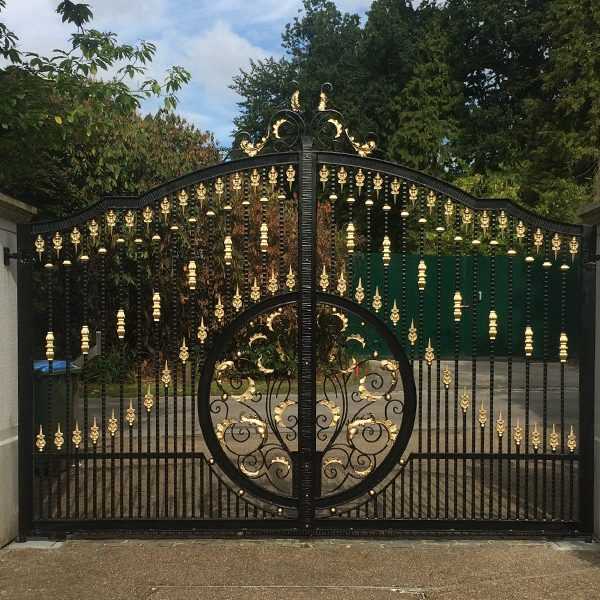 Contemporary high quality decorative metal garden wrought iron entrance gates price--IOK-199