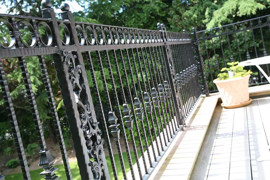 Custom athena wrought iron fence balcony design for sale from China ironwork factory–IOK-253