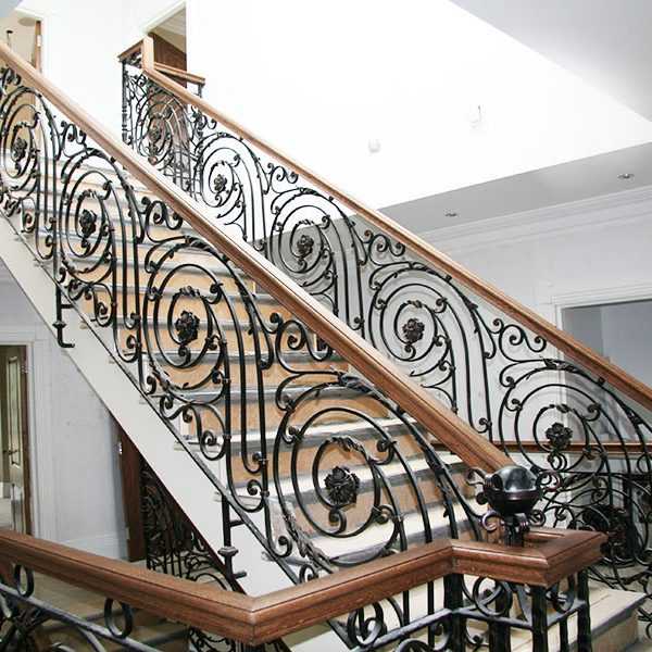 Decorative wrought iron balustrades gallery landing interior metal stair railing wholesale on discount for sale--IOK-164