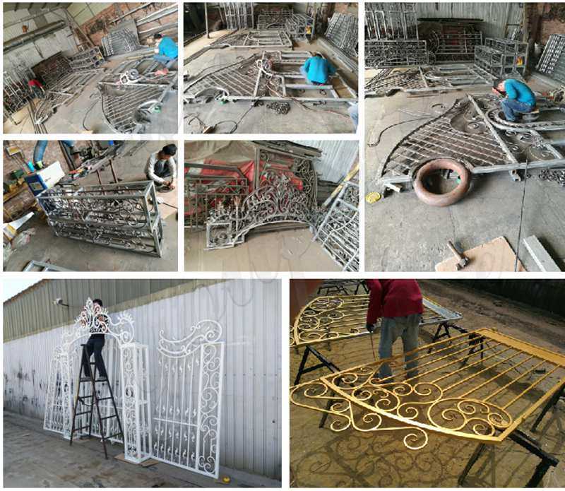 Double Sliding Wrought Iron Tree Gates for sale