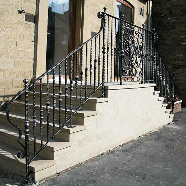 Exterior elegant contemporary outdoor safety iron staircase for outdoor steps for sale--IOK-174