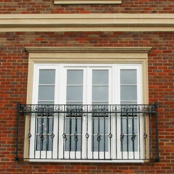 Factory directly window false balcony railing design for sale with high quality wrought iron material for hotel decor--IOK-148