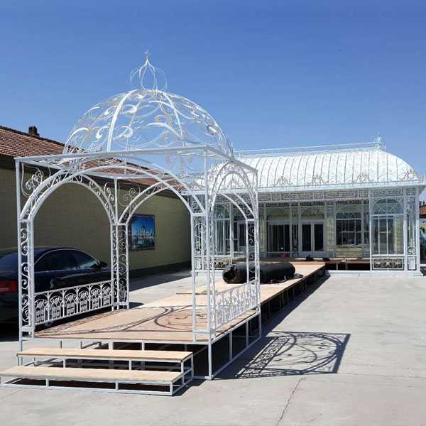 Large metal iron wedding decorative gazebo and arch for sale–IOK-256