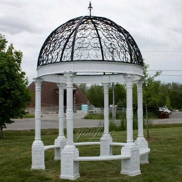 Life Size Cast Iron Gazebo Wedding Gazebo with Wrought Iron Dome Design for Sale IOK-115