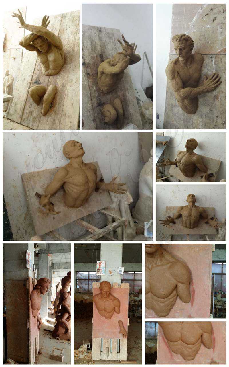 Modern Matteo Pugliese Famous Abstract Bronze Man on Wall Sculpture for Sale