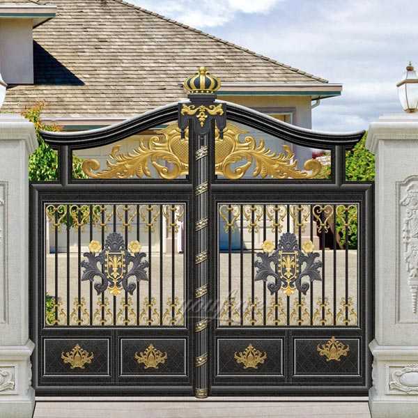 Contemporary Metal Front Door Entry Double Driveway Gates ...