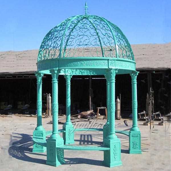 Popular blue white iron garden gazebo for wedding ceremony or garden decor designs for sale–IOK-114