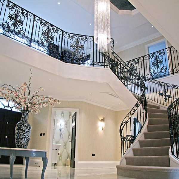 Wholesale decorative wrought iron bespoke staircases designs for indoor stair for sale--IOK-160