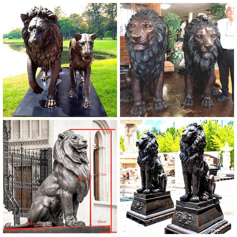 bronze lion statues outdoor