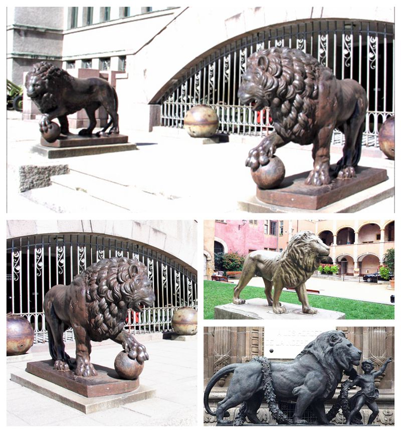 large bronze lion statue