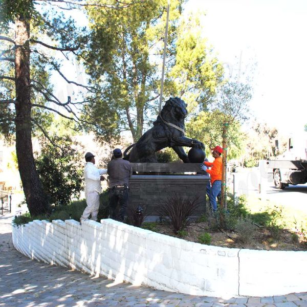 large bronze lion statues