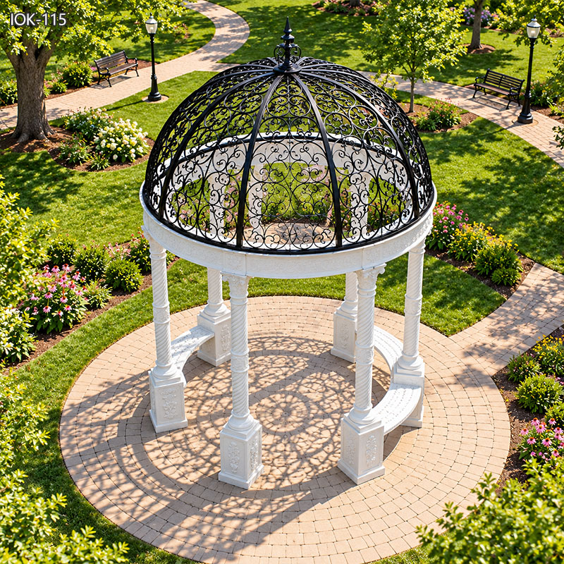 top view of large white gazebo
