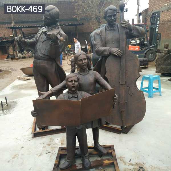 Bespoke full size bronze casting outdoor street or garden art decor Virtuosi sculptures for sale–BOKK-469