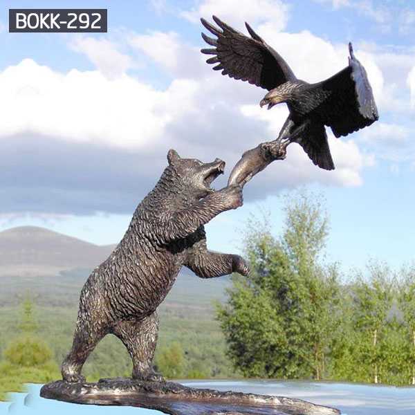 Life Size Bronze Bear Statue with Eagle Designs for Garden Decor BOKK-292