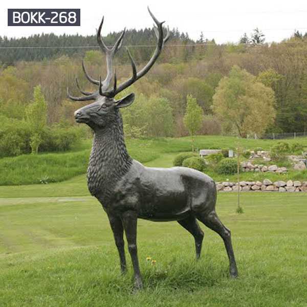 Buy life size brass deer statue antique bronze stag statue garden for lawn ornament for sale--BOKK-268