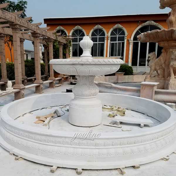 Easy design life size tiered fountains one tiered white marble fountain cost for sale on stock–MOKK-104