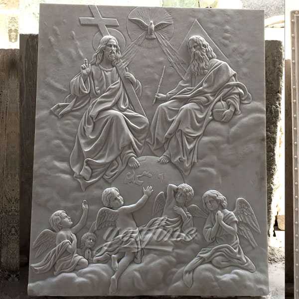 Famous catholic church interior wall decor Holy Trinity marble relief sculpture made from a image--CHS-612
