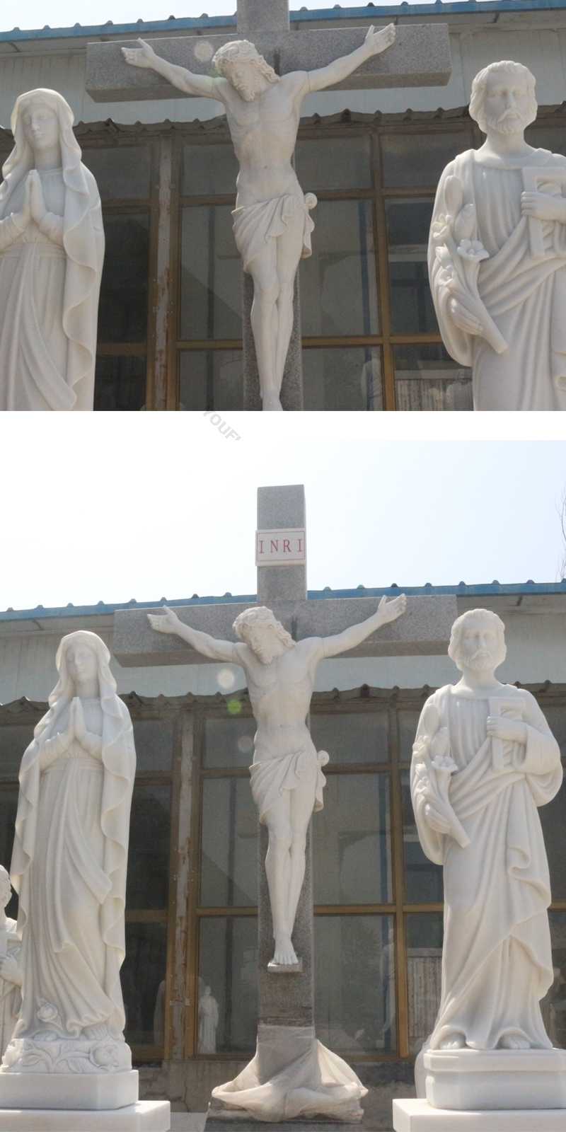 Holy-family-outdoor-statues-made-of-white-marble-for-catholic-church-decor-details