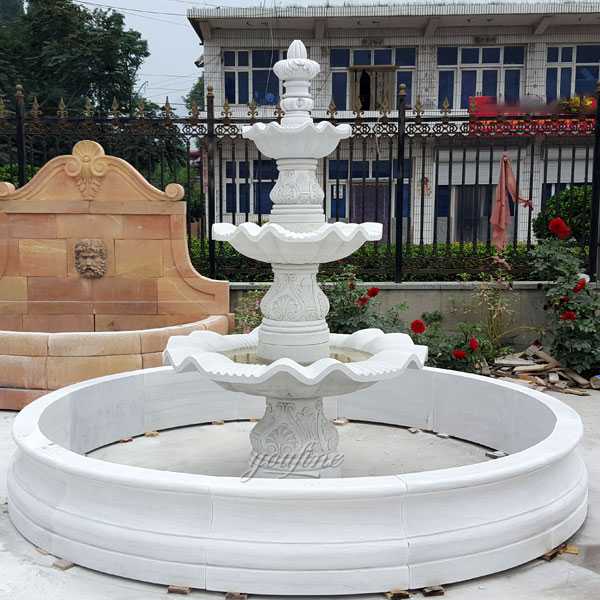 Hot selling three tiered marble fountain easy tiered patio water fountain for front door decor for sale–MOKK-97