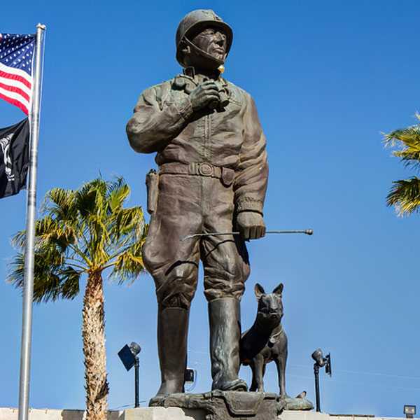 Large famous antique bronze statue general George S. Patton the outstanding figure in World War II--BOKK-482