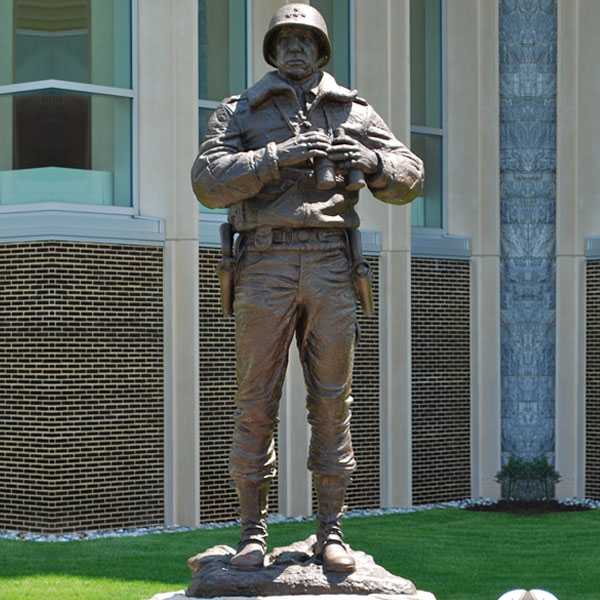 Large famous antique bronze statue general George S. Patton the outstanding figure in World War II