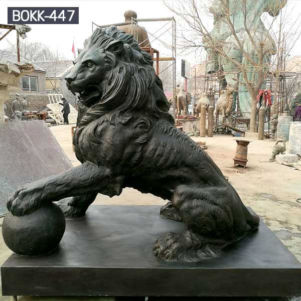 Size Guardian Bronze Lion Statues for Front Porch for Our American Customer from China Foundry BOKK-447-YouFine