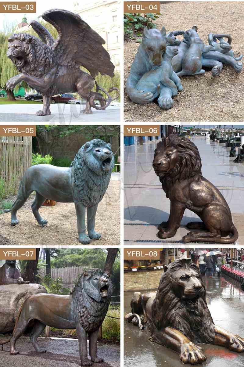 Life size outdoor casting bronze lion statues for driveway