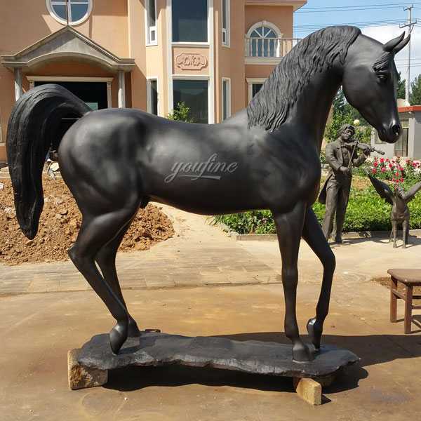 Modern Black Arabian Horse Statue Bronze Standing Horse Sculptures For Sale For Home Decor Or Garden Decor--BOKK-488