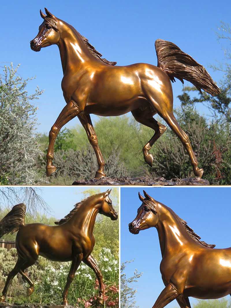 Modern-Black-Arabian-Horse-Statue-Bronze-Standing-Horse-Sculptures-For-Sale-For-Home-Decor-Or-Garden-Decoration